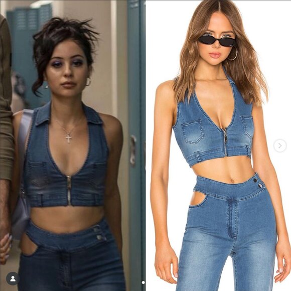 I AM GIA DENIM OPEN CUT OUT SET BRIT TOP KAYLA PANTS XXS - Picture 1 of 5